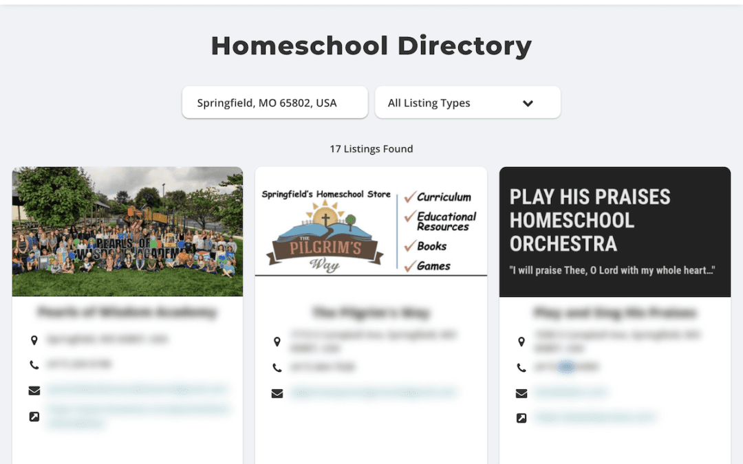 Getting Close to Finishing the Homeschool Directory